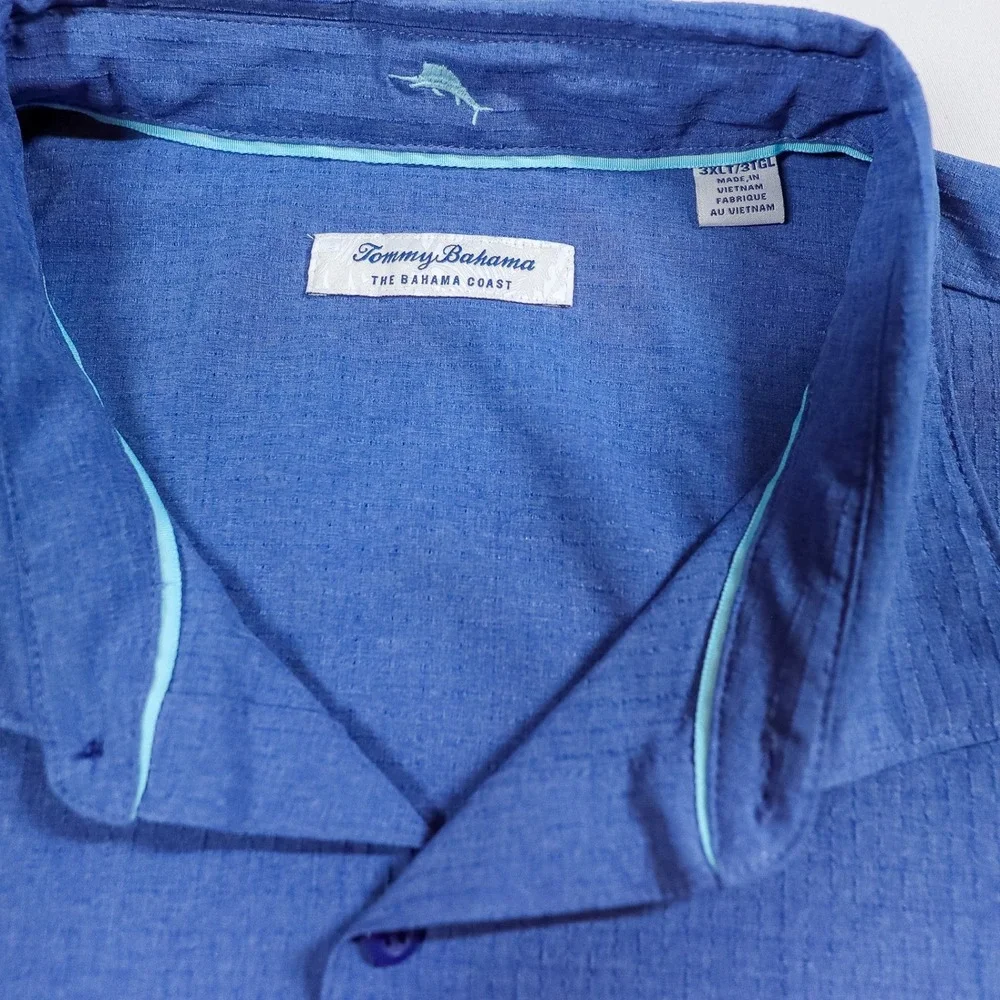 Tommy Bahama The Bahama Coast IslandZone Shirt 3XLT Blue Performance‎ Textured